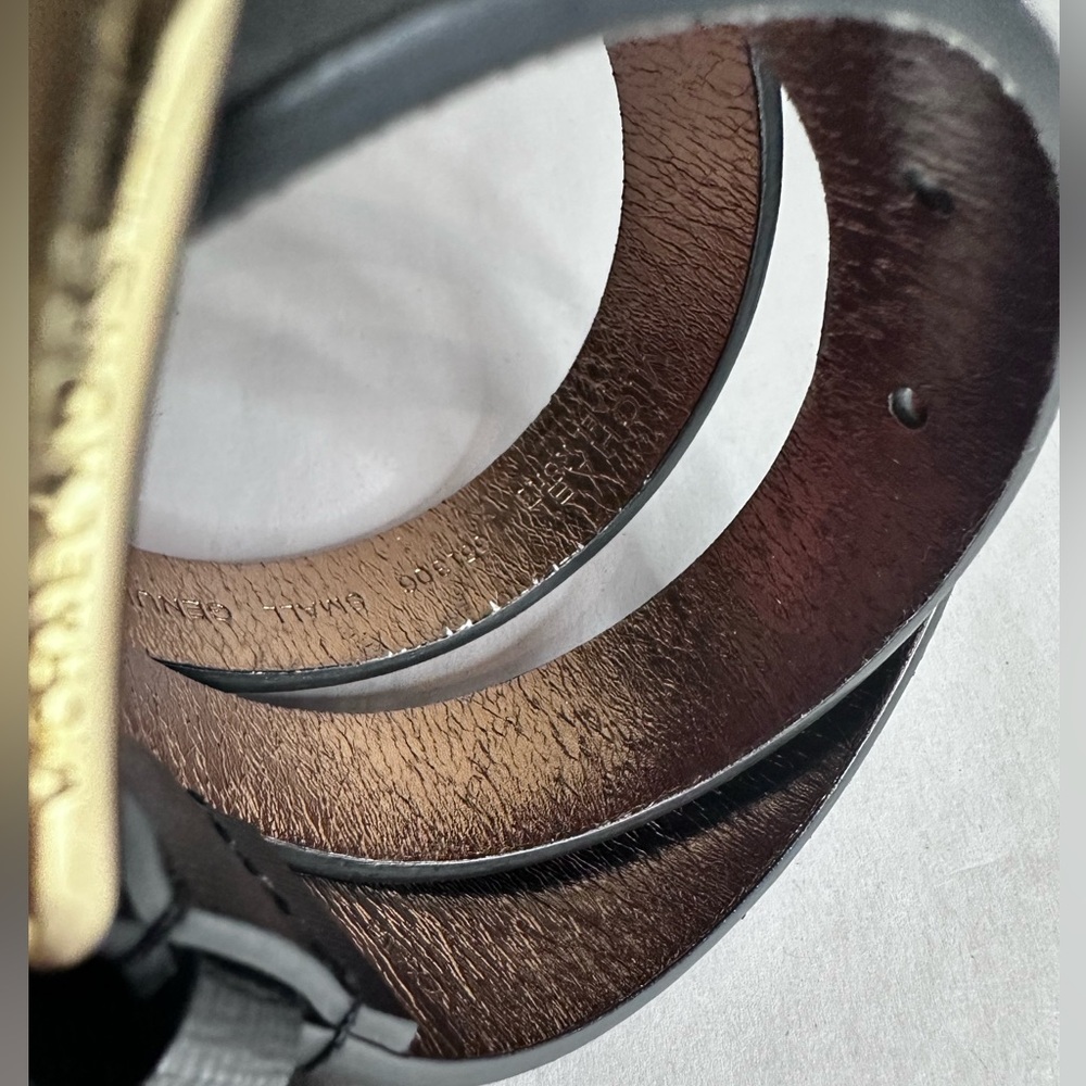 MICHAEL Michael Kors Black & Gold Buckle & metallic gold inner Leather Belt - Picture 4 of 7